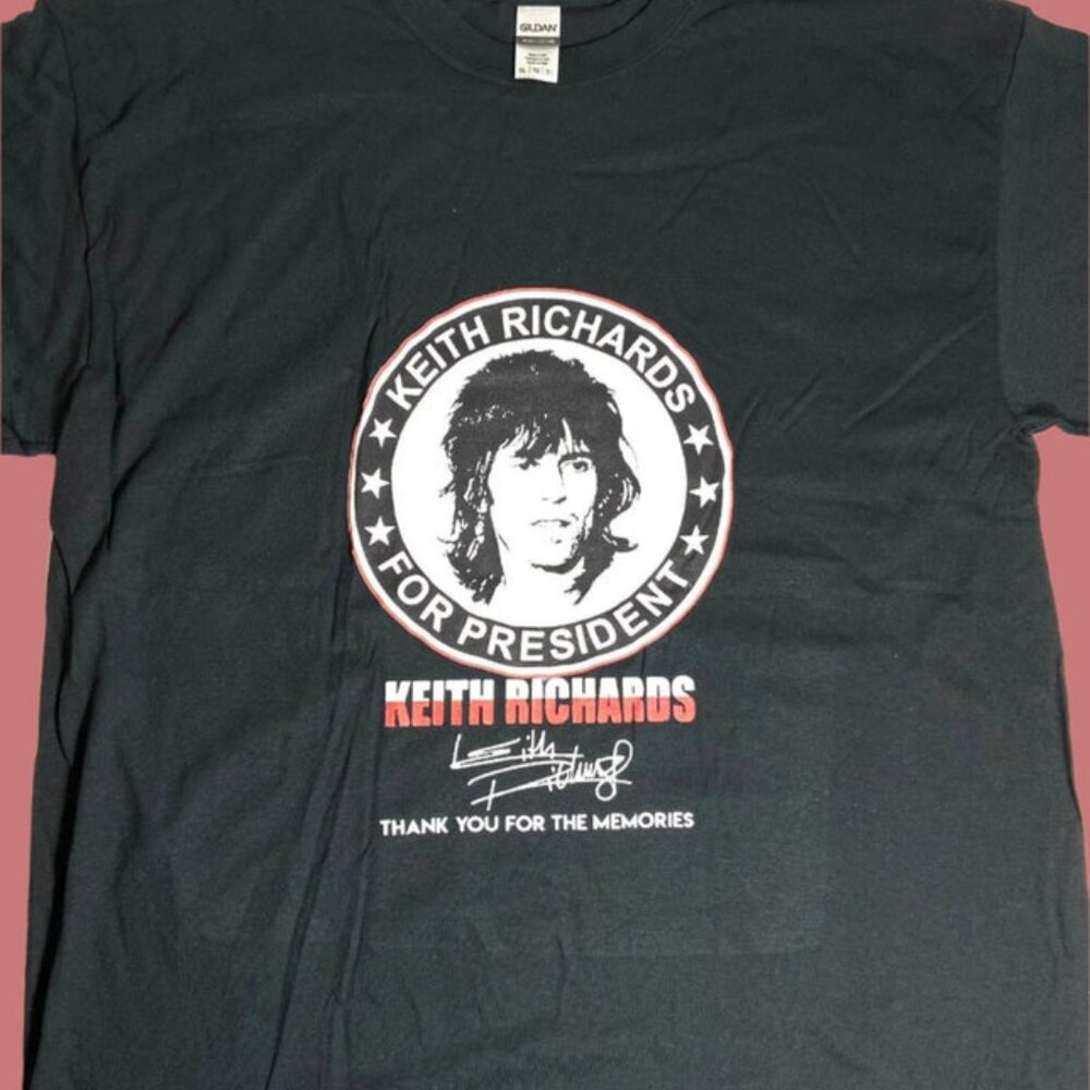 "Keith Richards For President" NOS Adult XL Black T-Shirt